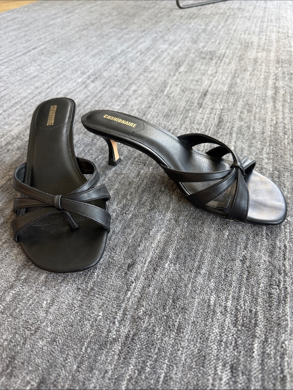 Women's Black Strappy Kitten Heel Sandals Cushionaire
